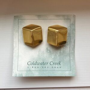 Coldwater Creek Gold Cube Earrings